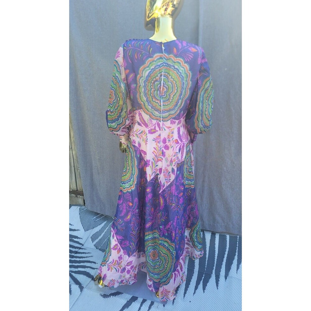 Vintage Lanvin Elizabeth Arden Fantasy Floral Print Silk Organza Maxi dress 1970 - Picture 12 of 16